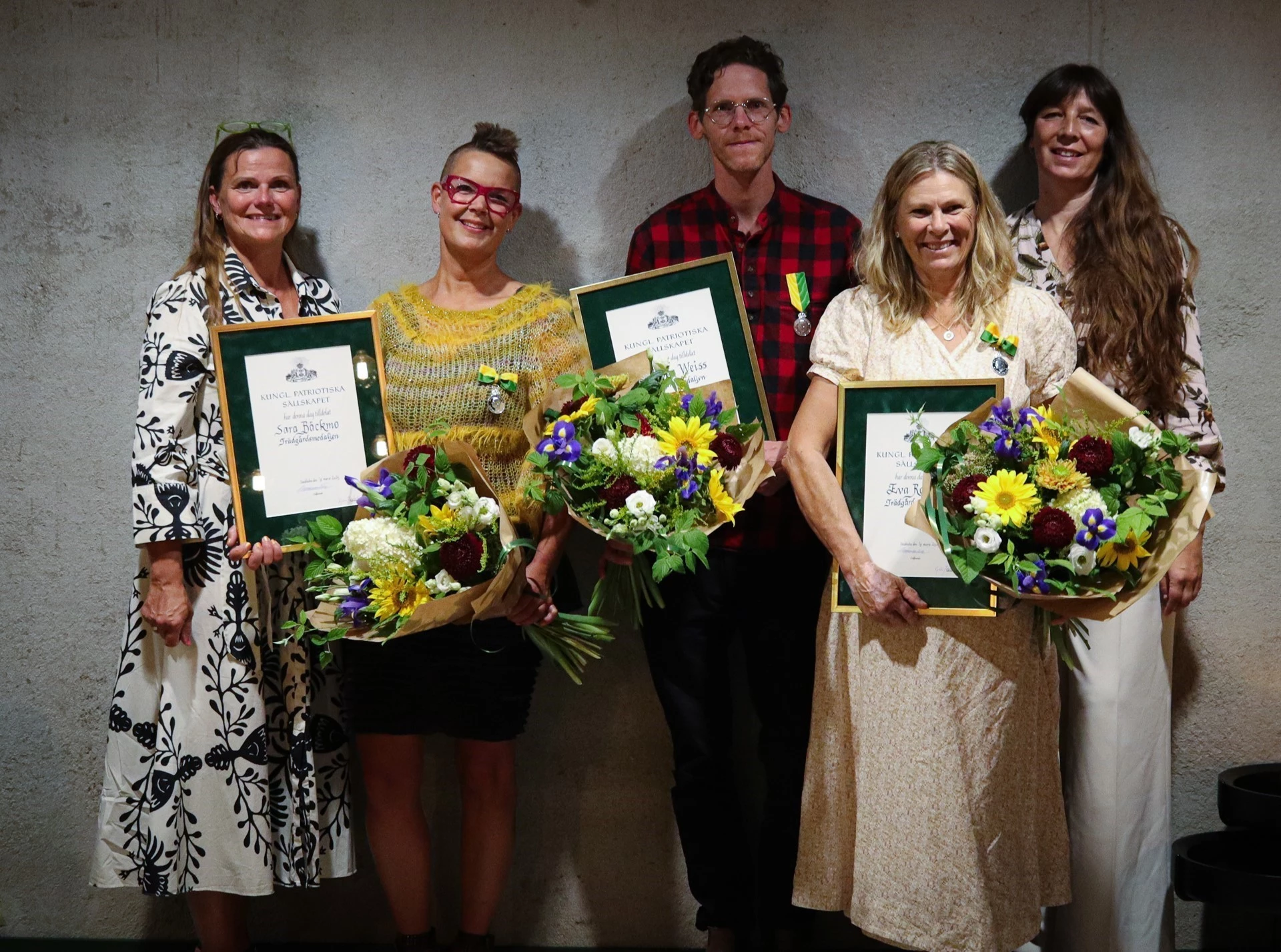 Förbundsdirektör Inger Ekrem, författare, journalist och inspiratör Sara Bäckmo, trädgårdsjournalist och författare,författare Eva Robild, civilingenjör och diplomerad permakulturdesigner Philipp Weiss, trädgårdsjournalist och författare,författare Eva Robild och ordförande Karina Brozinic.