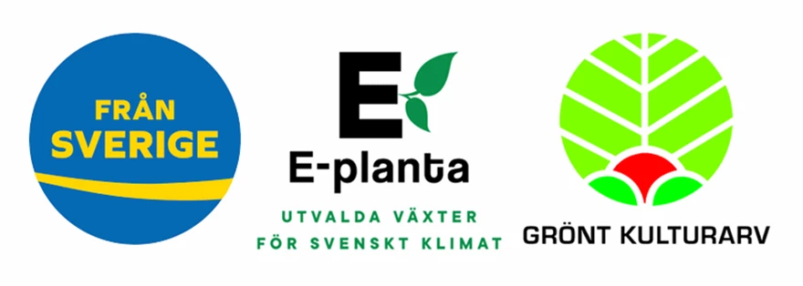 Logos för Svenskodlat, E-planta och Grönt kulturarv