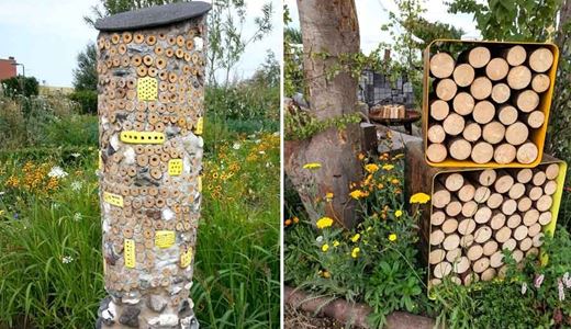 Bygg insektshotell och placera ut naturliga boplatser för solitärbin och andra viktiga pollinerare.